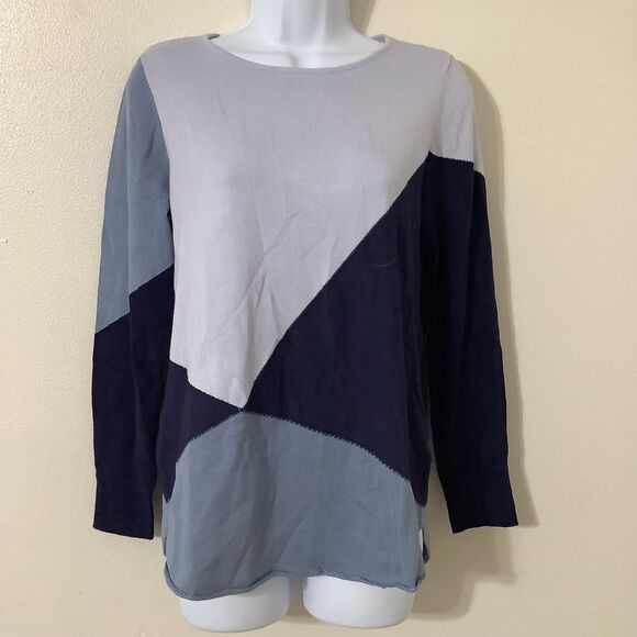Belle Blue Artsy Casual Knit Patchwork Ombré Sweater Bundle Lot of Two XXS - Picture 4 of 11